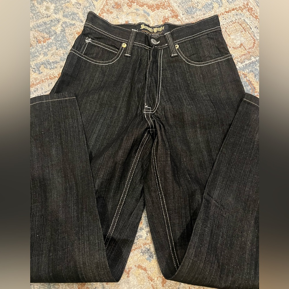 NWOT Y2K Southpole Vintage South Pole Baggy Wide Black‎ Raw Denim Jeans 29x30